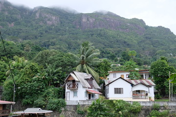 Fototapeta na wymiar Victorian houses on the Seychelles
