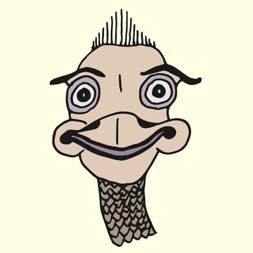 Cartoon drawing of a muzzle of an ostrich