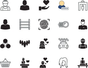 people vector icon set such as: persons, basket, house, architect, accessory, fun, professional, supermarket, driver, isometric, rack, commerce, helmet, policeman, entry, goods, airport