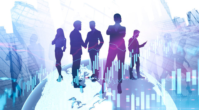 Global business team in city