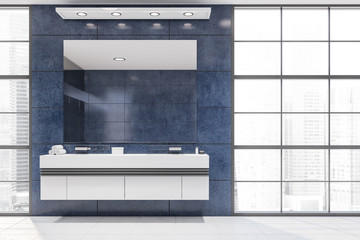 Luxury blue bathroom with double sink