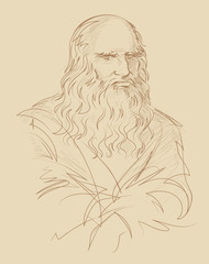 Leonardo da Vinci portrait vector illustration