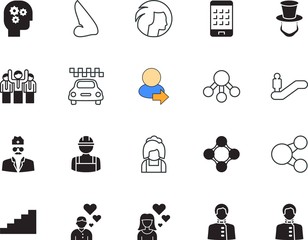 people vector icon set such as: add, smartphone, hygiene, workman, craftsmen, constructor, user, road, long, mark, closeup, breathe, data, direction, engineering, global, cleaner, street, supervisor