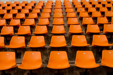 The sport seat grandstand in an empty stadium.