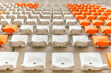 The sport seat grandstand in an empty stadium.