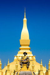 Naklejka premium Pha That Luang Temple, The Golden Pagoda in VIENTIANE ,LAOS PDR.