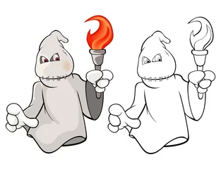 Foto op Plexiglas Vectorillustratie van een schattig stripfiguur Ghost voor je ontwerp en computerspel. Kleurboek overzichtsset © liusa