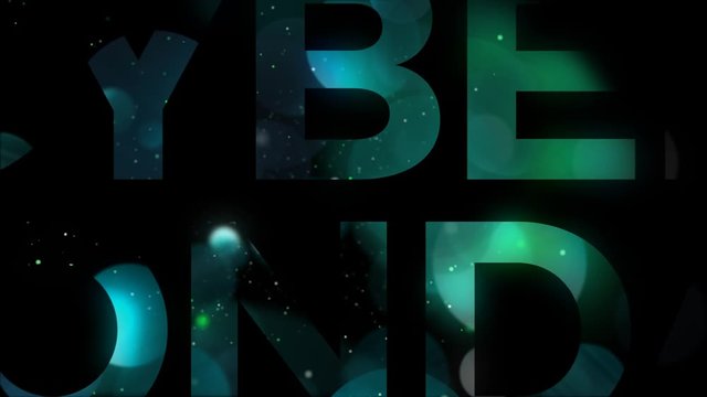 Cyber Monday Bold Glittery Title Text Animation. Sparkling particles reveal sales title from a black background.