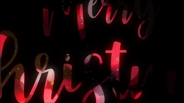 Merry Christmas Bold Glittery Title Text Animation. Sparkling particles reveal seasonal title from a black background.