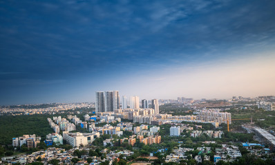 Hyderabad city buildings and skyline in India