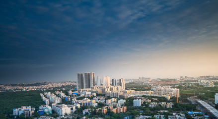 Hyderabad city buildings and skyline in India © surangaw