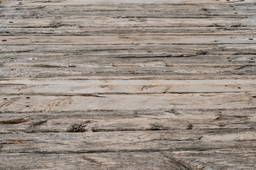 Fototapeta na wymiar wooden walkway closeup - vintage wood floor or footpath