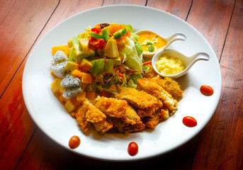 Fruit Salad Served with fried Pork