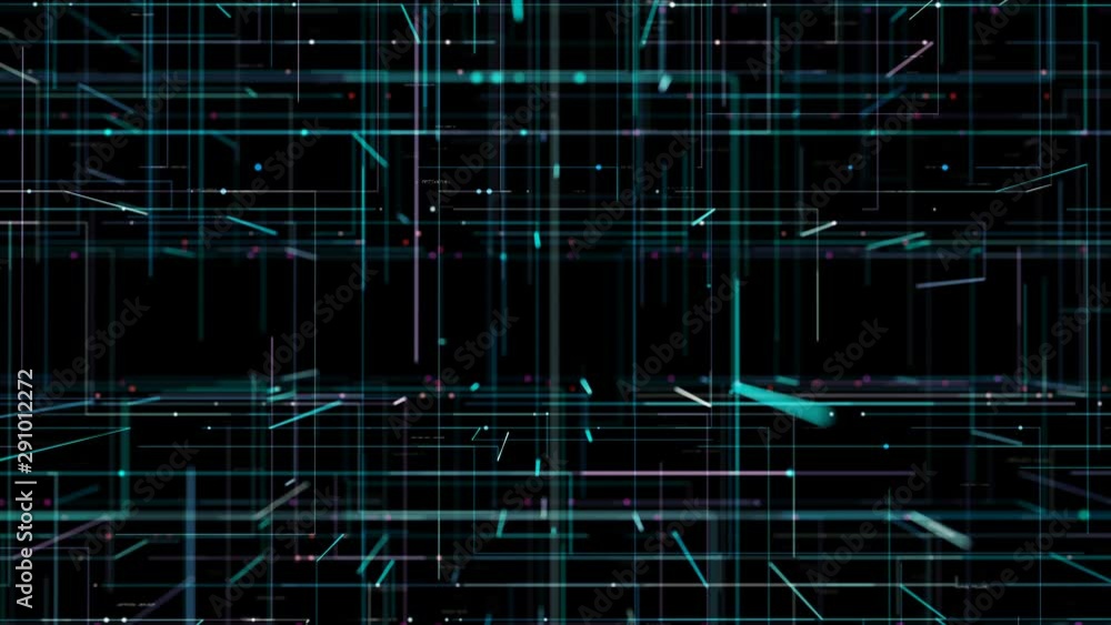 Poster digital visualization of computing process. big data and information flowing through cyberspace.