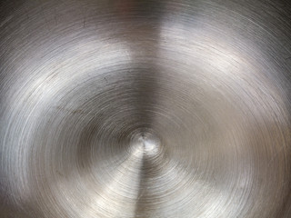 Fototapeta na wymiar Bottom of stainless steel mixing bowl with raised center