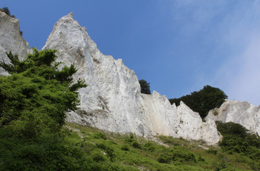 The spectacular white Mons Klint Denmark. A 6 km stretch of chalk cliffs along the eastern coast of the Danish island of Møn in the Baltic Sea. It is also a nature reserve.