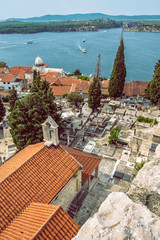 Cathedral of St. James and cemetery from St. Michael's Fortress, Sibenik, Croatia