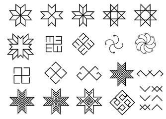Set of old baltic Folk ancient Latvian symbols