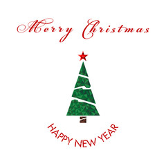 Naklejka na ściany i meble Merry christmas and happy new year in low poly style vector illustration