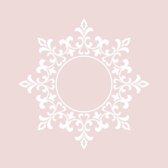 Decorative frame Elegant vector element for design in Eastern style, place for text. Floral pink border. Lace illustration for invitations and greeting cards