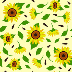 Sunflower Seamless Spring Floral Pattern