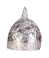 Tin foil hat isolated on white background