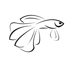small black and white ornamental fish logo vector
