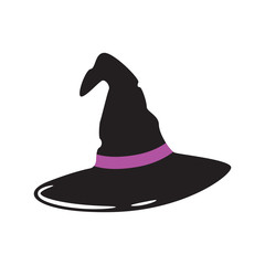 Witch hat vector illustration. Cartoon style halloween object.