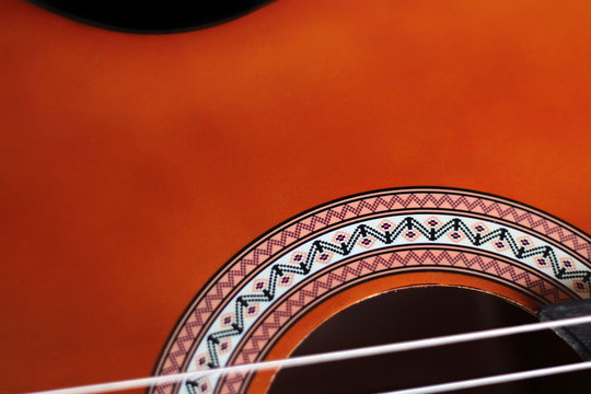 Color detail of an nice classical guitar.