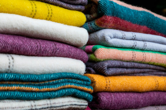 Traditional woven wool cloth background Leonesa, Val de San Lorenzo, Spain