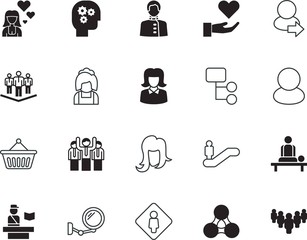 Obraz premium people vector icon set such as: staff, creativity, direction, mop, glamour, makeup, stairway, airport, collection, empty, trip, clean, church, clinical, leadership, service, shopper, control, down