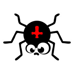 Cartoon spider on a white background. Vector illustration