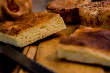 bread cut on board