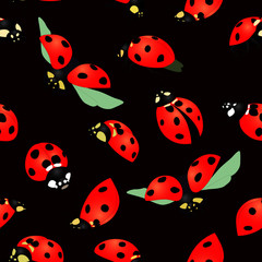 seamless pattern with red beetles