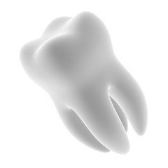 Tooth in the white background. 3D Illustration.
