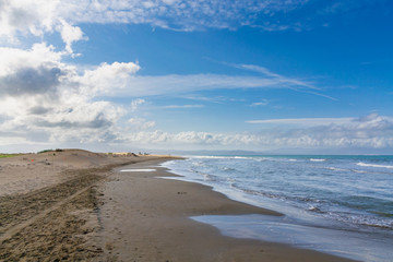 The sandy beach near Deltebre, Catalonia, Spain
