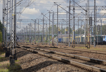 Rail Infrastructure, Warsaw - Rembertow / Poland 21.09.2019. Railway for long distance and local trains.