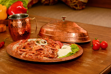 Turkish cuisine. The dish is called Iskander Kebab.