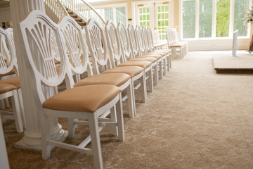 empty chairs are waiting for guests to arrive