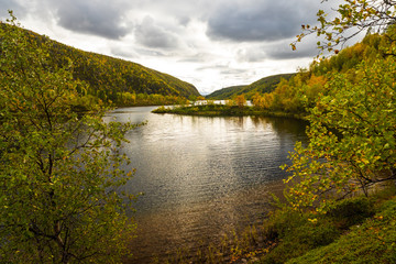 Beautiful river landscape in the wilderness of Lapland