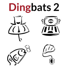Second illustration of four Dingbats in a surrealism style.