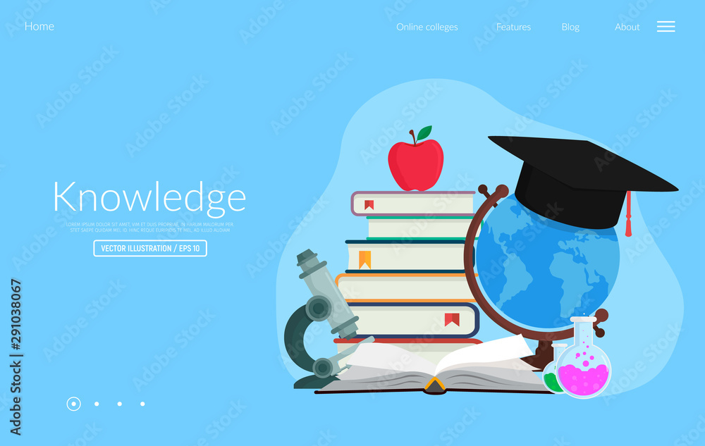 Aufkleber education concept for website and mobile website. landing web page template. modern flat vector illu