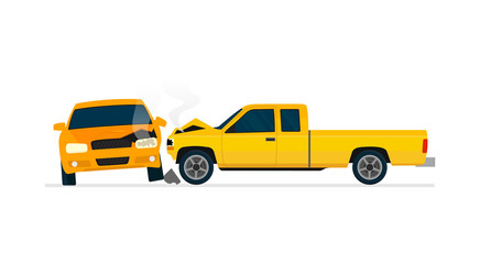 Car Accident involving two cars. Vector illustration concept isolated on white background.
