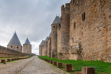 Fototapeta na wymiar Medieval Castle of Carcassonne, Aude Occitanie France