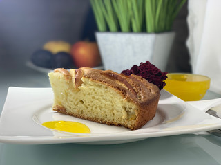 A piece of homemade apple pie.