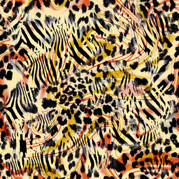 leopard and zebra skin pattern seamless design colored 