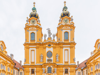 Melk Abbey Church. Main portal with two towers. Melk, Austria