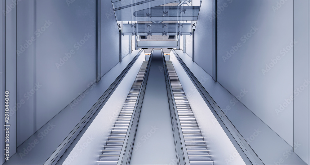 Poster conceptual visualization empty descent area in a public place