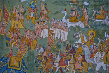 Historical wall painting from the Rajput empire age © Cavan