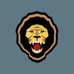 Aggresive strong lion head vector illustration simbol